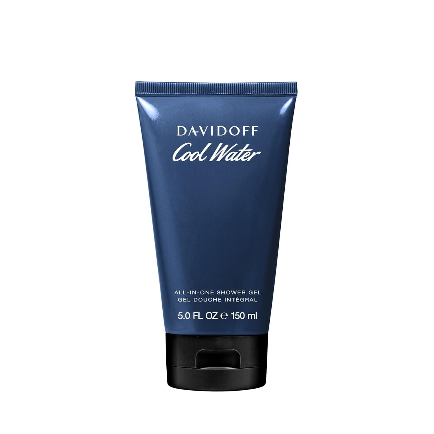 Dunkelblaue Tube des Davidoff Cool Water All-in-One Shower Gel mit schwarzem Klappdeckel, 150 Milliliter