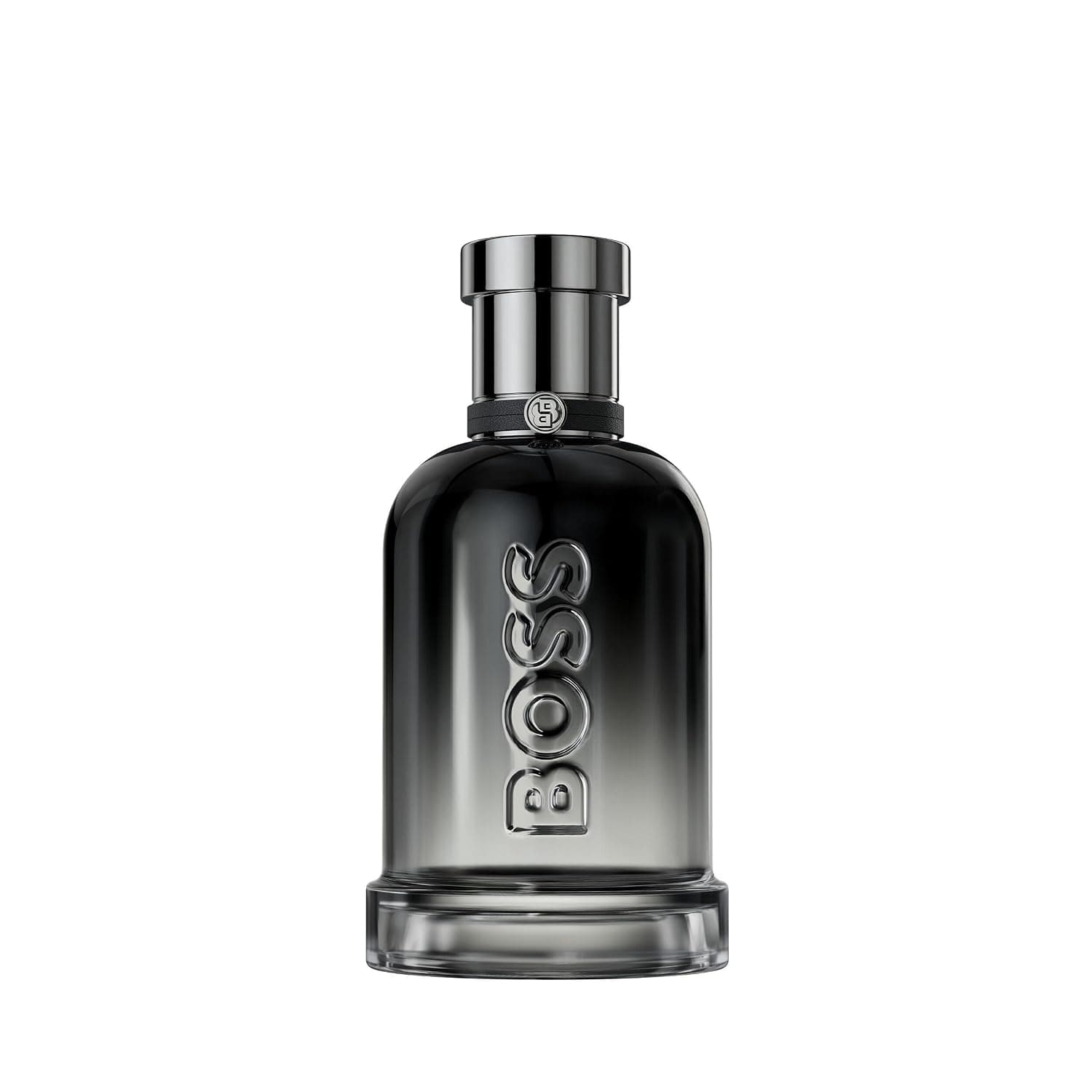 Dunkler Flakon von Hugo Boss Bottled Beyond Eau de Parfum mit silbernem Verschluss