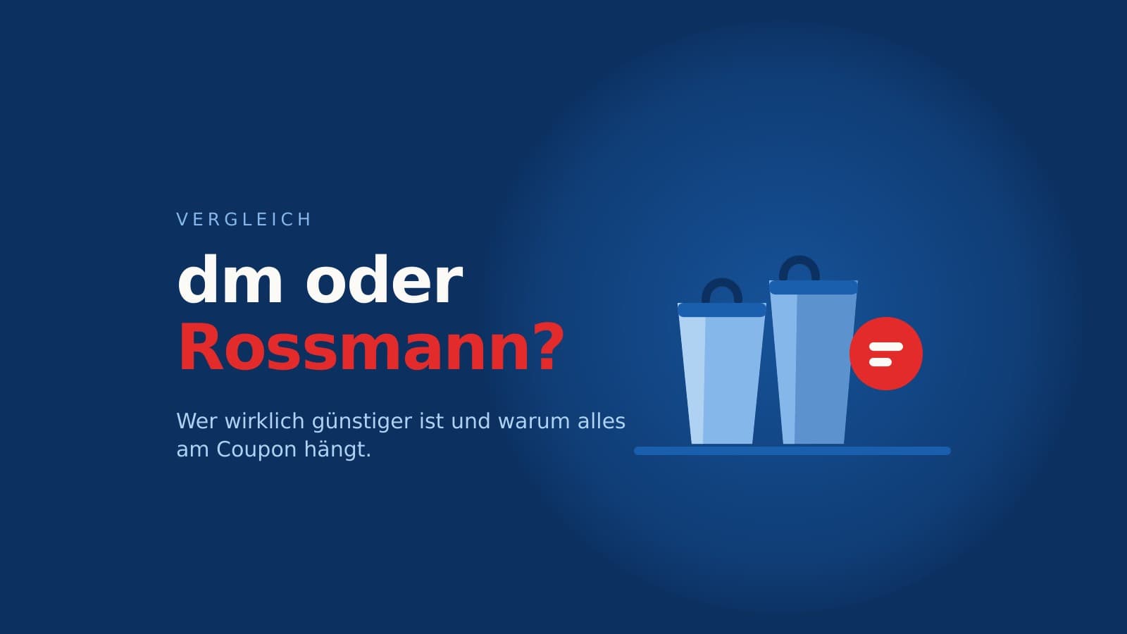 Illustration zweier Einkaufskörbe im Vergleich vor dunkelblauem Hintergrund