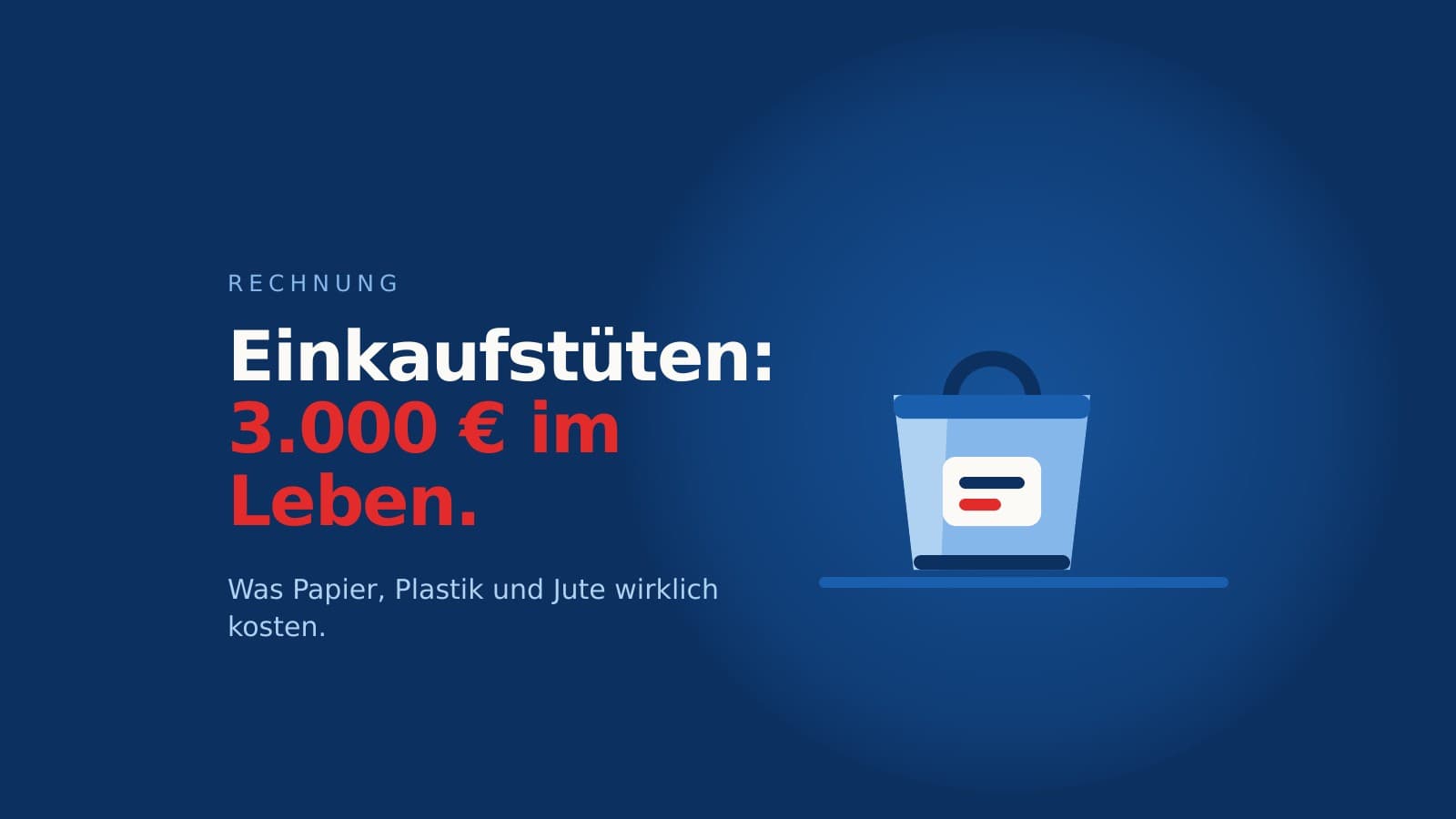 Illustration einer Einkaufstasche mit Preisschild vor dunkelblauem Hintergrund