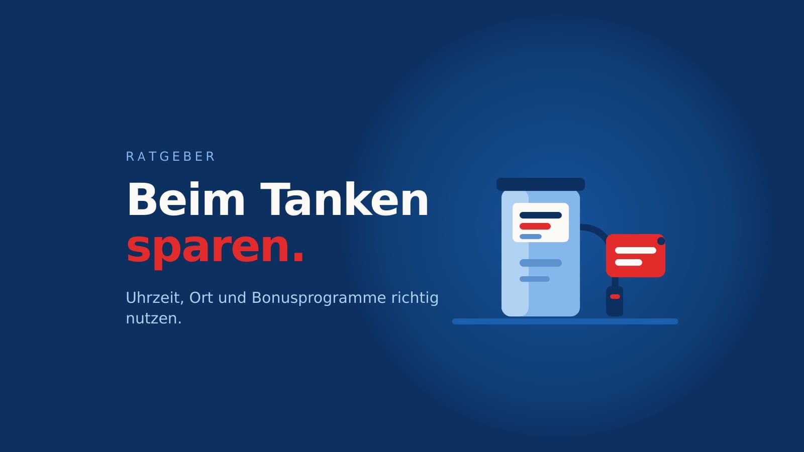 Illustration einer Zapfsäule mit rotem Preisschild vor dunkelblauem Hintergrund