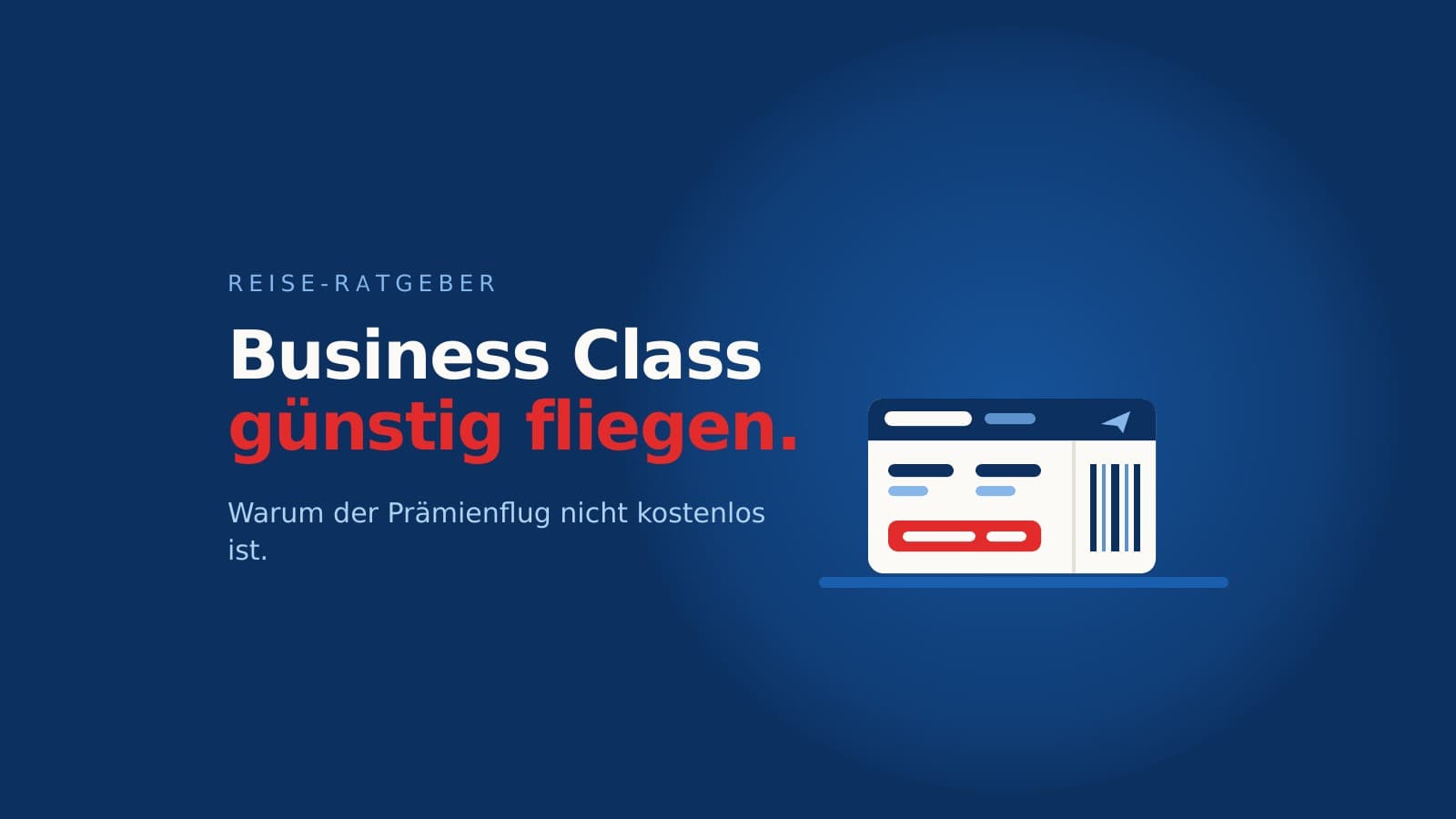 Illustration einer Bordkarte mit Papierflieger vor dunkelblauem Hintergrund