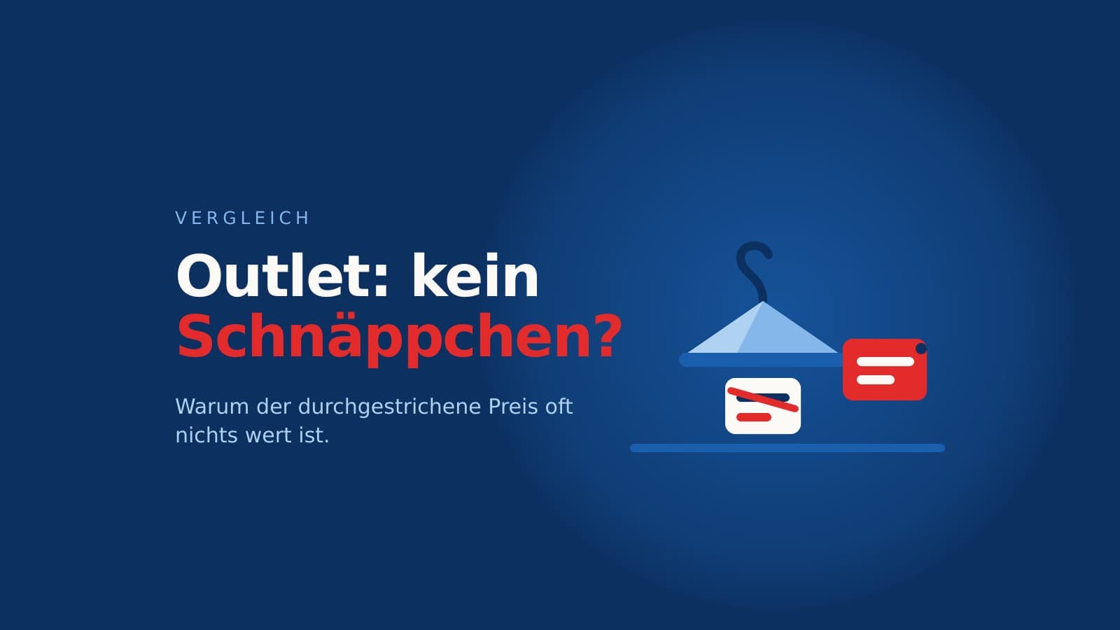 Illustration eines Kleiderbügels mit durchgestrichenem Preisschild vor dunkelblauem Hintergrund